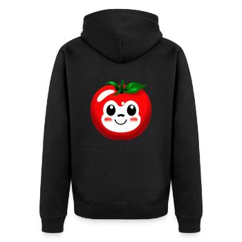 Tomaten Comic Tomate süß Cartoon 1 - Unisex Premium Bio Zip Hoodie - Schwarz - Hinten - Nico (187cm)