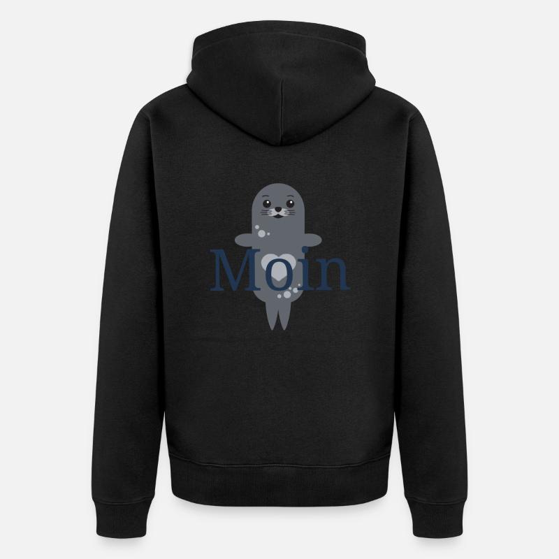 süße Robbe Moin - Unisex Premium Bio Zip Hoodie - Schwarz