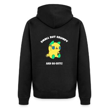 Small but grumpy - Unisex Premium Organic Zip Hoodie - black - Back - Nico (187cm)