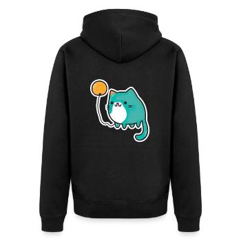 Kawaii Katze mit Luftballon (Geburstag,Spaß, Cute) - Unisex Premium Bio Zip Hoodie - Schwarz - Hinten - Nico (187cm)