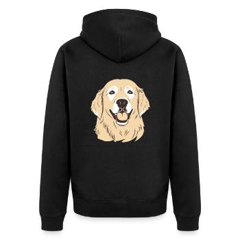 Golden Retriever - Unisex Premium Bio Zip Hoodie - Schwarz - Hinten - Nico (187cm)