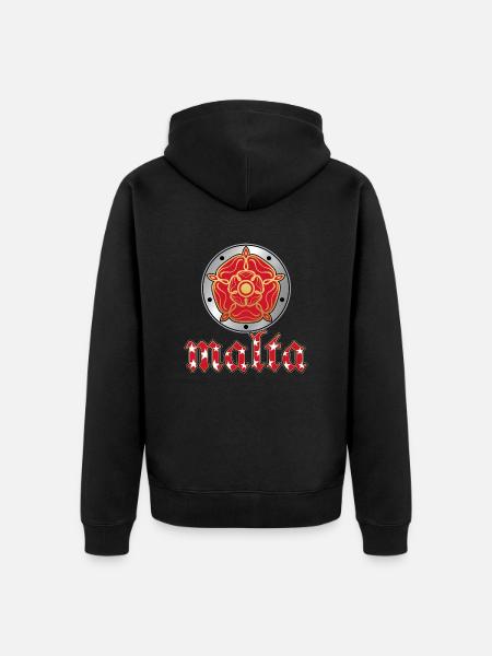 MALTA METAL SHIELD - Unisex Premium Organic Zip Hoodie - black