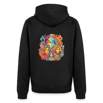 Die 70er Jahre - Unisex Premium Bio Zip Hoodie - Schwarz - Hinten - Nico (187cm)