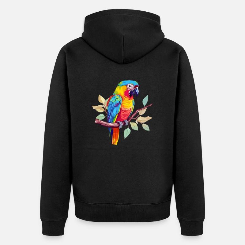 Hacki der Papagei - Unisex Premium Bio Zip Hoodie - Schwarz