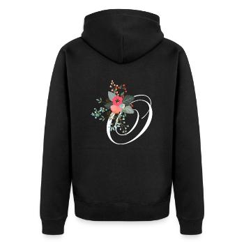 Lettre o fleuris - Veste à capuche bio Premium Unisexe - noir - Dos - Nico (187cm)