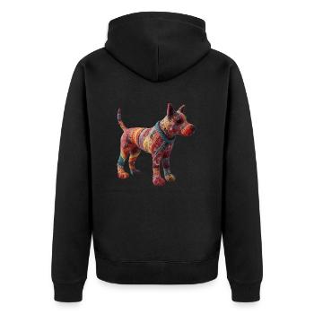 Bekannt wie ein bunter Hund ist eine Redensart - Unisex Premium Bio Zip Hoodie - Schwarz - Hinten - Nico (187cm)