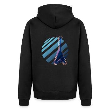 E-Gitarre Liebe - Unisex Premium Bio Zip Hoodie - Schwarz - Hinten - Nico (187cm)