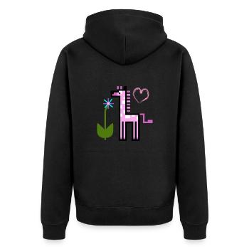 GiraffePink - Unisex Premium Organic Zip Hoodie - black - Back - Nico (187cm)