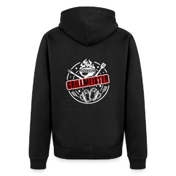 Grillmeister - Der Chef am Grill - Unisex Premium Bio Zip Hoodie - Schwarz - Hinten - Nico (187cm)