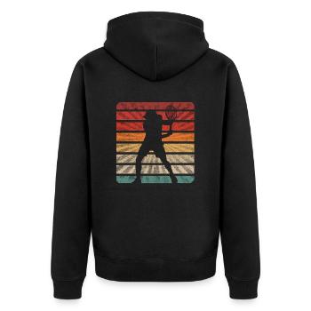 Tennis Retro Sunset - Unik-T-Shirts - Veste à capuche bio Premium Unisexe - noir - Dos - Nico (187cm)