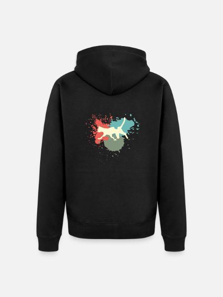 Katze Retro Farbenklecks - Unisex Premium Bio Zip Hoodie - Schwarz