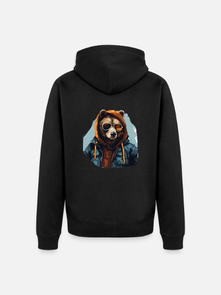 Street style bjørn | Bjørn elskere - Premium økologisk unisex-hættejakke - sort