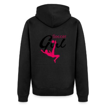 Soccer Girl Fallrückzieher - Unisex Premium Bio Zip Hoodie - Schwarz - Hinten - Nico (187cm)