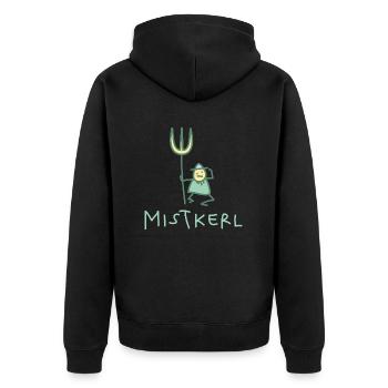 Kerl mit Mistgabel (b) - Unisex Premium Bio Zip Hoodie - Schwarz - Hinten - Nico (187cm)