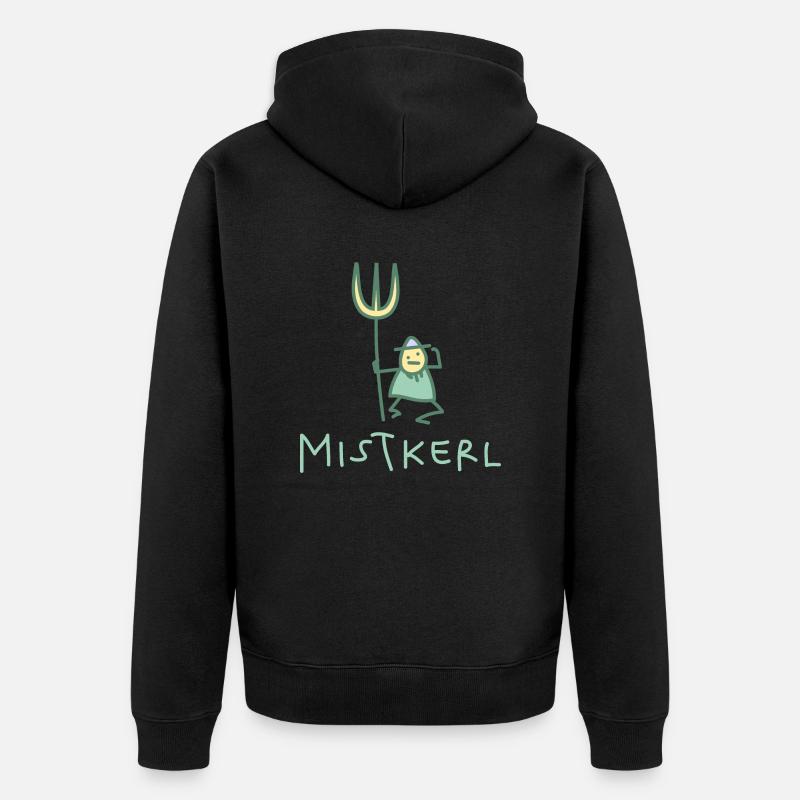 Kerl mit Mistgabel (b) - Unisex Premium Bio Zip Hoodie - Schwarz