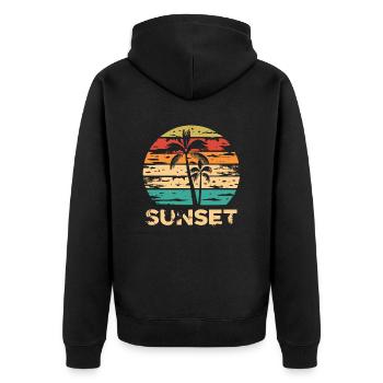 Retro Sunset Art - Unisex Premium Organic Zip Hoodie - black - Back - Nico (187cm)
