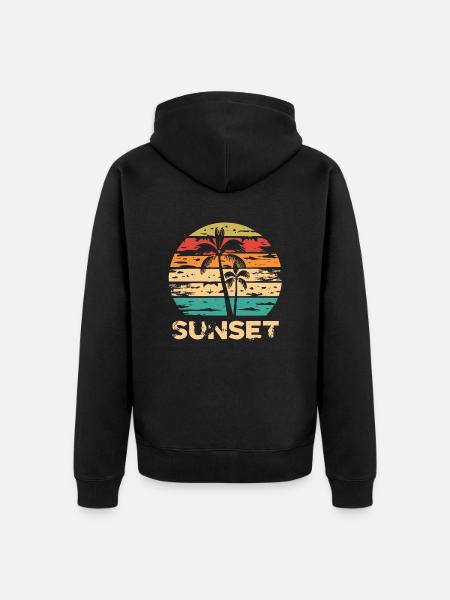 Retro Sunset Art - Unisex Premium Organic Zip Hoodie - black