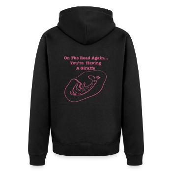 HavingAGiraffeOnTheRoad - Unisex Premium Organic Zip Hoodie - black - Back - Nico (187cm)