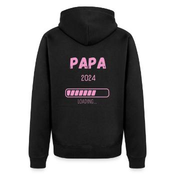 Papa 2024 Loading... - Unisex Premium Bio Zip Hoodie - Schwarz - Hinten - Nico (187cm)