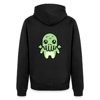 Niedlicher Cthulhu - Unisex Premium Bio Zip Hoodie - Schwarz - Hinten - Nico (187cm)