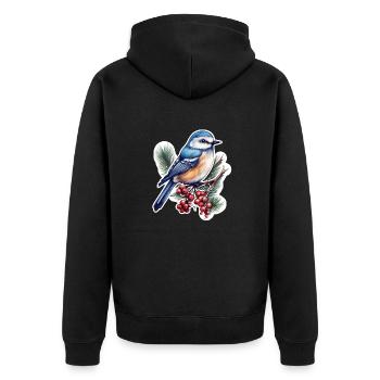 Spechtmeise Kleiber - Unisex Premium Bio Zip Hoodie - Schwarz - Hinten - Nico (187cm)