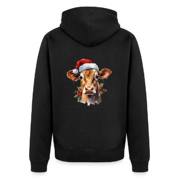 Christmas Cow Ideal for Farmers & Farmers - Unisex Premium Organic Zip Hoodie - black - Back - Nico (187cm)