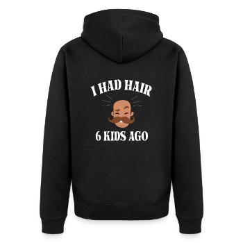 i had hair 6 kids ago Funny Bald Head Dad - Veste à capuche bio Premium Unisexe - noir - Dos - Nico (187cm)