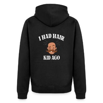 i had hair kid ago Funny Dad Bald Head - Unisex Premium Organic Zip Hoodie - black - Back - Nico (187cm)