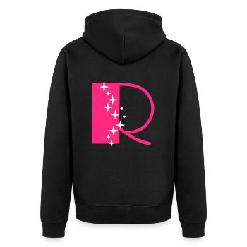 Lettre R Paillettes - Veste à capuche bio Premium Unisexe - noir - Dos - Nico (187cm)