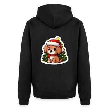 Chiot de Noël mignon : cadeau parfait pour les amoureux des chiens - Veste à capuche bio Premium Unisexe - noir - Dos - Nico (187cm)