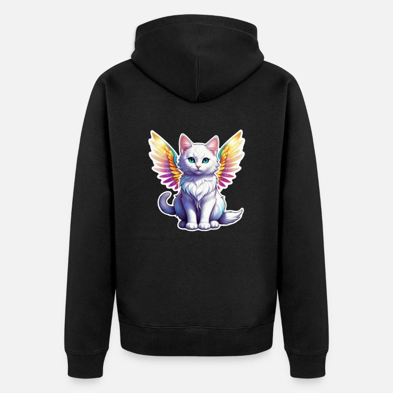 chat avec des ailes - Veste à capuche bio Premium Unisexe - noir