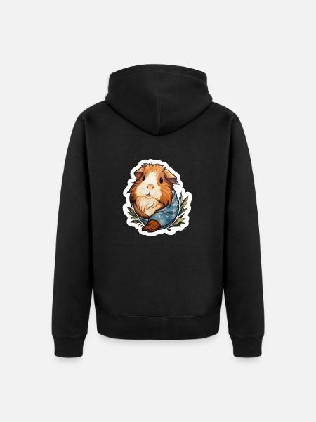 Guinea pig with snowsuit - Unisex Premium Organic Zip Hoodie - black