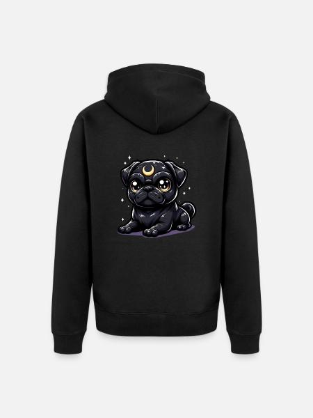 Moonkeeper Pug - Unisex Premium Organic Zip Hoodie - black