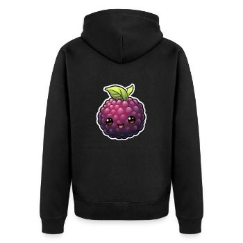 Brombeere süß Animestil - Unisex Premium Bio Zip Hoodie - Schwarz - Hinten - Nico (187cm)