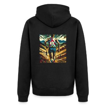 Cross Country Geschenk: Design Sportler - Unisex Premium Bio Zip Hoodie - Schwarz - Hinten - Nico (187cm)