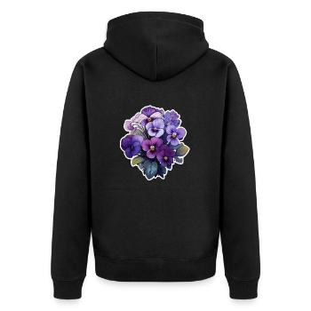 Pansy lots of flowers - Unisex Premium Organic Zip Hoodie - black - Back - Nico (187cm)