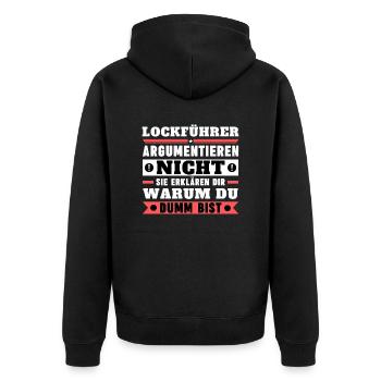Lure leaders don't argue - Unisex Premium Organic Zip Hoodie - black - Back - Nico (187cm)