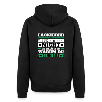 Les peintres ne discutent pas - Veste à capuche bio Premium Unisexe - noir - Dos - Nico (187cm)
