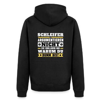 Grinders don't argue - Unisex Premium Organic Zip Hoodie - black - Back - Nico (187cm)