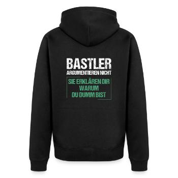 Hobbyists don't argue - Unisex Premium Organic Zip Hoodie - black - Back - Nico (187cm)