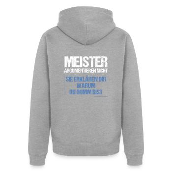 Les maîtres ne discutent pas - Veste à capuche bio Premium Unisexe - gris chiné - Dos - Nico (187cm)