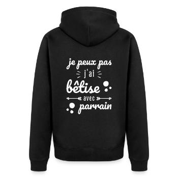 I Can't I Messed Up With Godfather Humor Gift - Unisex Premium Organic Zip Hoodie - black - Back - Nico (187cm)