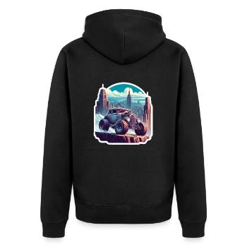 Amerikanischer Oldtimer und Sportwagen - Unisex Premium Bio Zip Hoodie - Schwarz - Hinten - Nico (187cm)