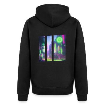 Manga Green City - Unisex Premium Organic Zip Hoodie - black - Back - Nico (187cm)