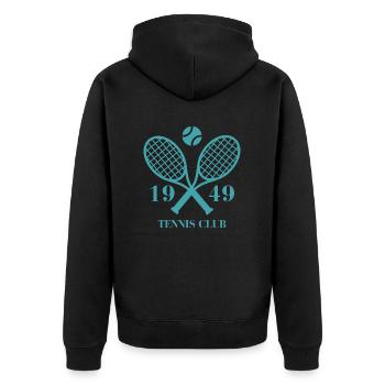 1949 tennis club - Veste à capuche bio Premium Unisexe - noir - Dos - Nico (187cm)