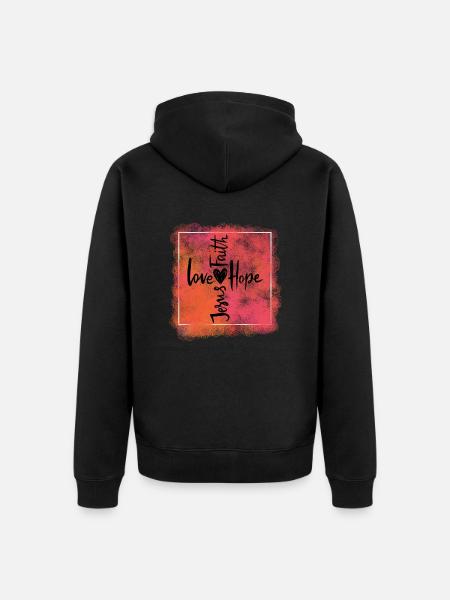 Amour, foi, espérance, Jésus - Veste à capuche bio Premium Unisexe - noir