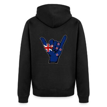 Symbole de surf du drapeau de la Nouvelle-Zélande - Veste à capuche bio Premium Unisexe - noir - Dos - Nico (187cm)