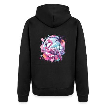 Flamingo - Unisex Premium Bio Zip Hoodie - Schwarz - Hinten - Nico (187cm)