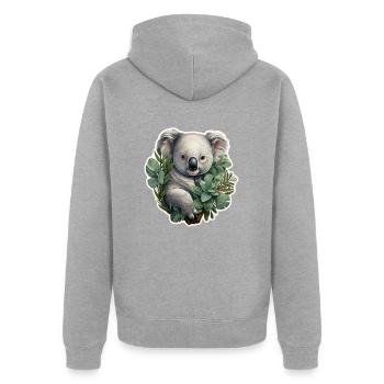 Koala with eucalyptus - Unisex Premium Organic Zip Hoodie - heather grey - Back - Nico (187cm)