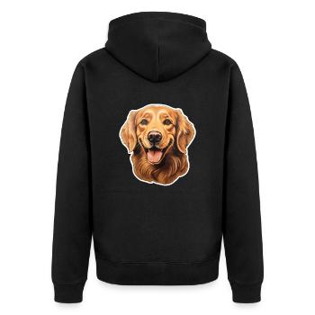 Golden Retriever Head - Unisex Premium Organic Zip Hoodie - black - Back - Nico (187cm)